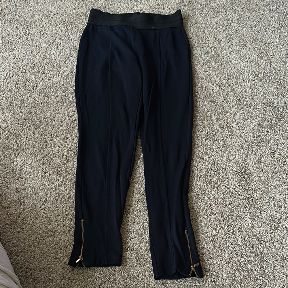 Zara Black Leggings with Gold Zipper Detail